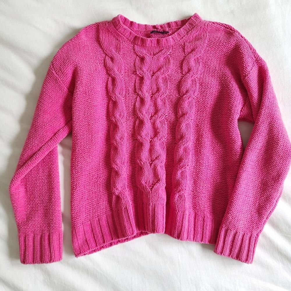 American Eagle Outfitters Pullover Sweater Womens Medium Pink Kint Long Sleeve‎